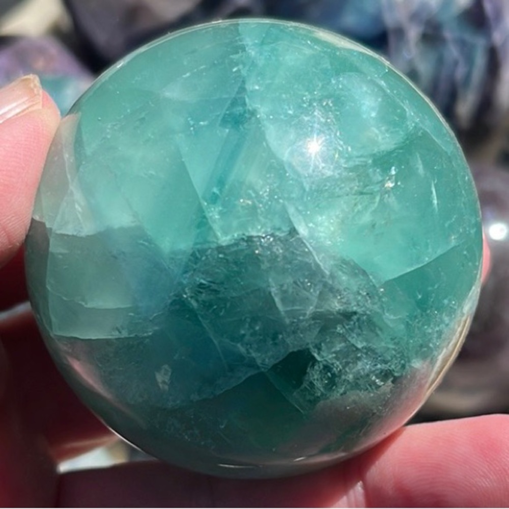 Beautiful natural fluorite healing sphere - Picture 5 of 13